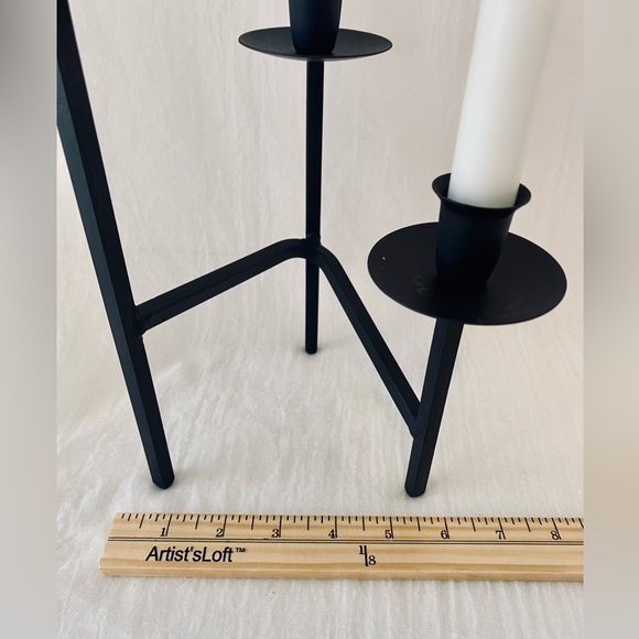 Elegant Black Metal Candle Holder with Candles - Picture 4 of 9